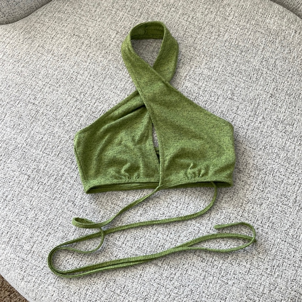 Green Wrap Crop Top